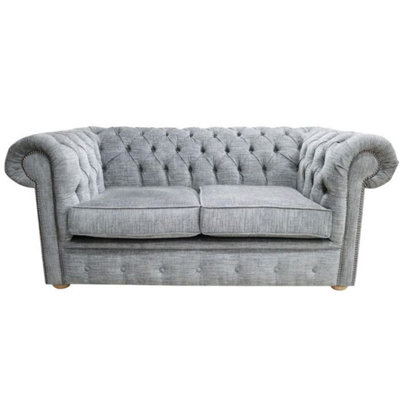 Chesterfield 2 Seater Sofa Settee Vita Silver Fabric In Classic Style from B&Q