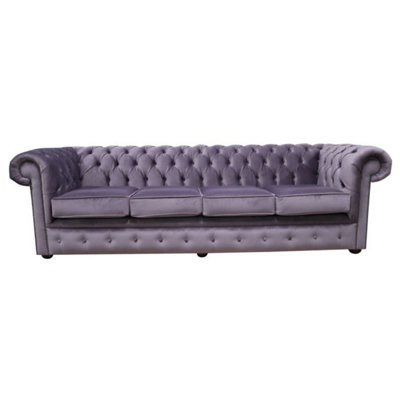 Chesterfield 4 Seater Sofa Malta Lavender Purple Velvet Fabric In Classic Style from B&Q