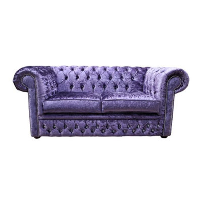 Chesterfield Crystal Diamond 2 Seater Sofa Shimmer Grape Velvet Fabric In Classic Style from B&Q