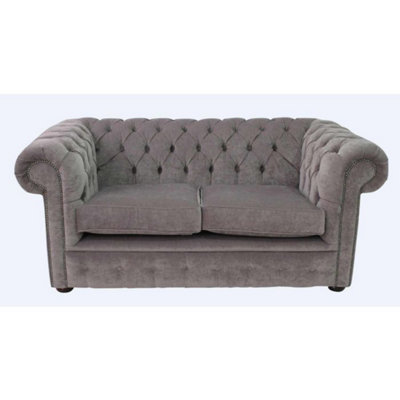 Chesterfield 2 Seater Sofa Settee Pimlico Grey Real Fabric In Classic Style from B&Q