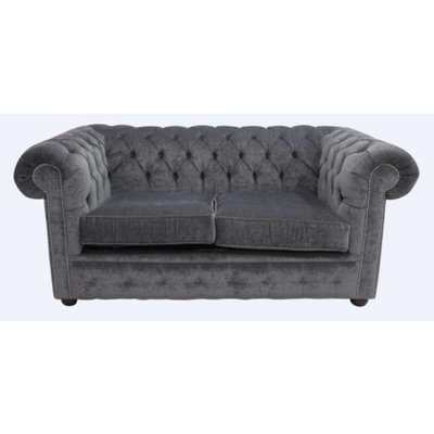 Chesterfield 2 Seater Sofa Settee Pimlico Charcoal Grey Fabric In Classic Style from B&Q