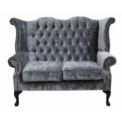 Chesterfield 2 Seater Sofa Modena Regency Grey Fabric In Queen Anne Style from B&Q