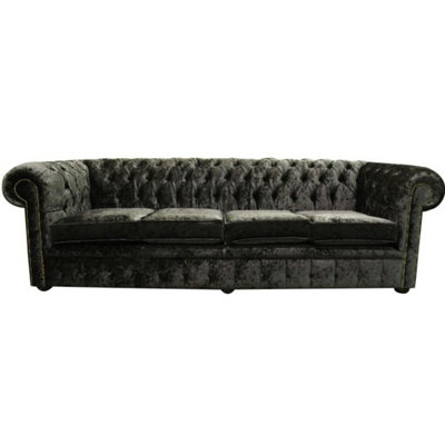 Chesterfield 4 Seater Sofa Settee Senso Ebony Black Velvet Fabric In Classic Style from B&Q