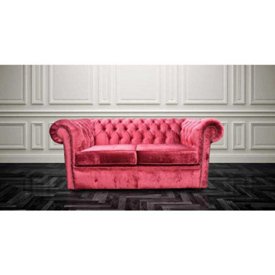 Chesterfield 2 Seater Sofa Settee Modena Pillarbox Red Velvet In Classic Style from B&Q