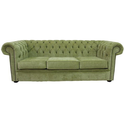 Chesterfield 3 Seater Sofa Velluto Lime Green Velvet Fabric In Classic Style from B&Q