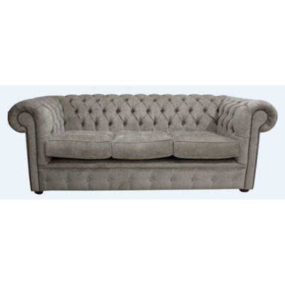 Chesterfield 3 Seater Sofa Velluto Fudge Brown Velvet Fabric In Classic Style from B&Q