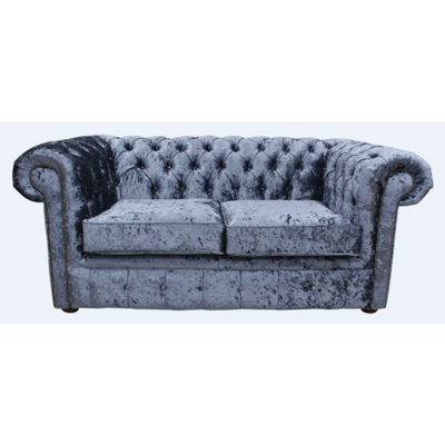 Chesterfield Handmade 2 Seater Sofa Settee Senso Dusk Blue Velvet In Classic Style from B&Q