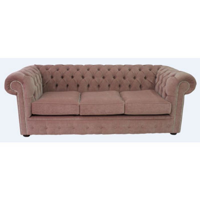 Chesterfield Handmade 3 Seater Sofa Settee Pimlico Rose Red Fabric In Classic Style from B&Q