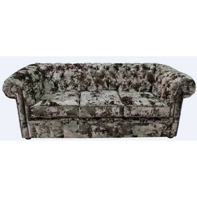 Chesterfield Handmade 3 Seater Sofa Settee Lustro Liqueur Velvet Fabric In Classic Style from B&Q