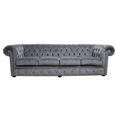 Chesterfield Handmade 4 Seater Sofa Pimlico Carbon Grey Fabric In Classic Style from B&Q