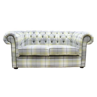 Chesterfield Genuine Tartan 2 Seater Sofa Balmoral Citrus Green Fabric In Classic Style from B&Q