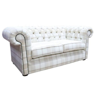 Chesterfield Handmade Tartan 2 Seater Sofa Balmoral Natural Fabric In Classic Style from B&Q