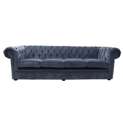 Chesterfield Handmade 4 Seater Sofa Pimlico Charcoal Grey Fabric In Classic Style from B&Q