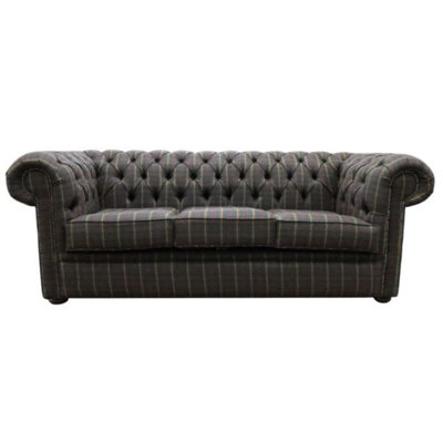 Chesterfield Arnold 3 Seater Sofa Settee Balmoral Fir Wool Tartan Check In Classic Style from B&Q