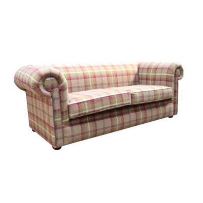 Chesterfield Handmade Tartan 1930's 3 Seater Sofa Balmoral Heather Fabric In Classic Style from B&Q