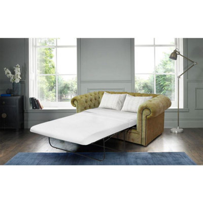 Chesterfield Handmade 2 Seater Sofa Bed Velluto Gold Fabric In Classic Style from B&Q