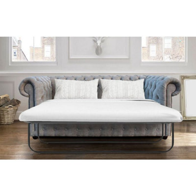 Chesterfield Handmade 3 Seater Sofa Bed Velluto Hessian Mink Fabric In Classic Style from B&Q