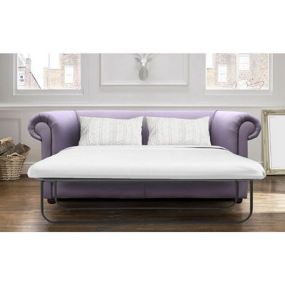 Chesterfield 1930's 3 Seater Sofa Bed Shelly Amethyst Purple Leather In Classic Style from B&Q