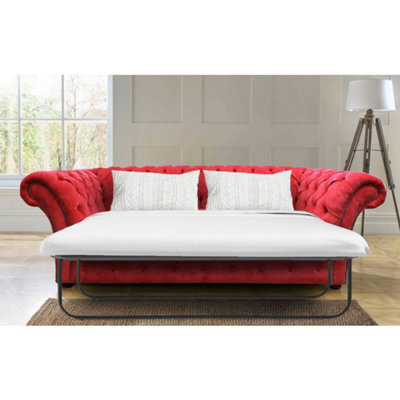 Chesterfield Handmade 3 Seater Sofa Bed Pimlico Rouge Red Fabric In Balmoral Style from B&Q