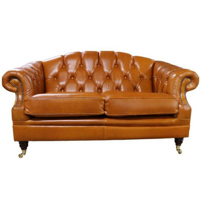 Chesterfield Handmade Victoria 2 Seater Sofa Settee Newcastle Spice Real Leather from B&Q
