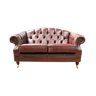 Chesterfield Handmade 2 Seater Sofa Settee Old English Hazel Leather Victoria In Style from B&Q