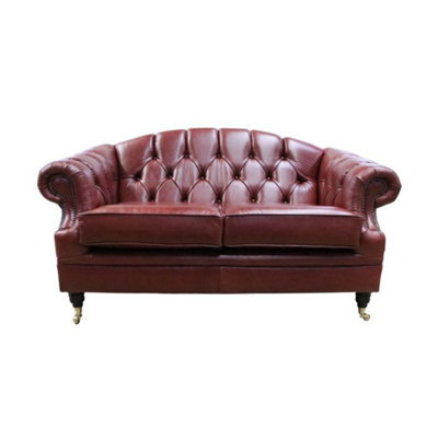 Chesterfield Handmade 2 Seater Sofa Settee Old English Chestnut Leather Victoria In Style from B&Q