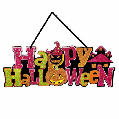 Festival Decorations Happy Halloween Hanging Sign from B&Q