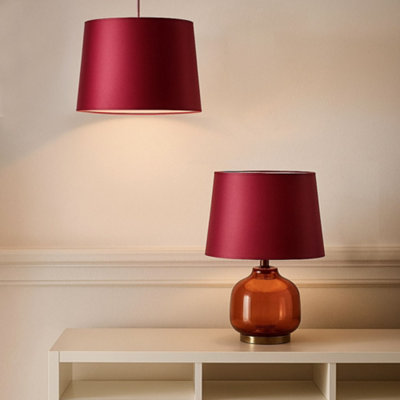Adjustable Fitting Plain Sateen Lamp Shade 25Cm X 29Cm -Red from B&Q