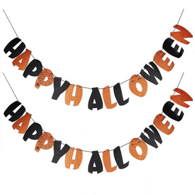  - Happy Halloween Garland Banner 8Ft X 2Pack
