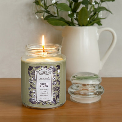 18Oz Scented Jar Candle Fresh Linen from B&Q