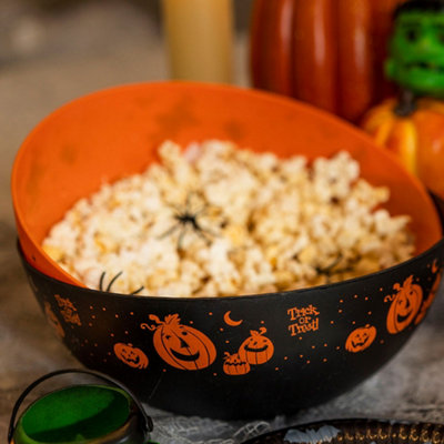 Halloween Trick Or Treat Bowl Black With Pumpkin from B&Q