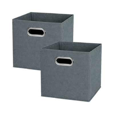  - 2Pack X Grey Foldable Fabric Storage Box With Handles30Cm Cube Organiser