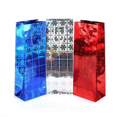 3Pack Luxury Foil Christmas Bottle Gift Bags from B&Q