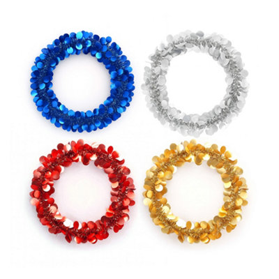  - 4 Pack 2M Round Festive Decor Metallic Tinsel Garland