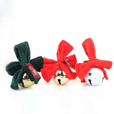 3-Pack Deluxe Jingle Bell Ornaments With Plush Bows from B&Q