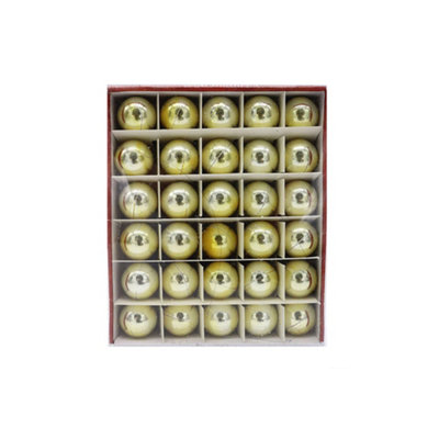 30Pack Mini Christmas Baubles Tree Decoration (3Cm)Gold from B&Q