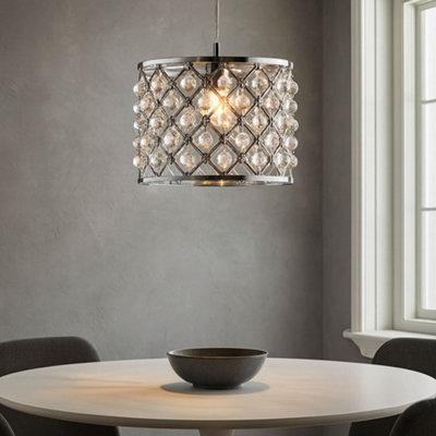 Luxury Chrome Crystal Droplet Pendant Lamp Shade 26Cm from B&Q