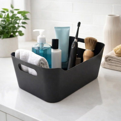 Black Multi-Purpose Plastic Storage Caddy With HandlesBathroomKitchen & Cleaning Organiser from B&Q