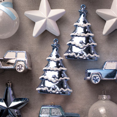 12Piece Blue Winter Wonderland Christmas Ornament Set from B&Q
