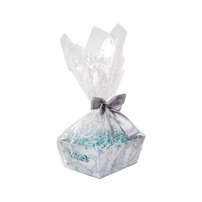 Fill Your Own Mini Gift Hamper Basket Set With Cellophane Wrap & Ribbon White & Blue from B&Q