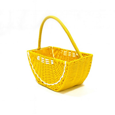 Mini Woven Picnic Basket With Handle (Lemon Design) from B&Q