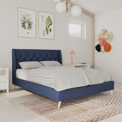 Novogratz Her Majesty Bed Blue Linen King - Image 4