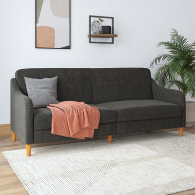 B&Q -  Home Jasper Coil 3-Seater Sofa Bed In Grey Fabric