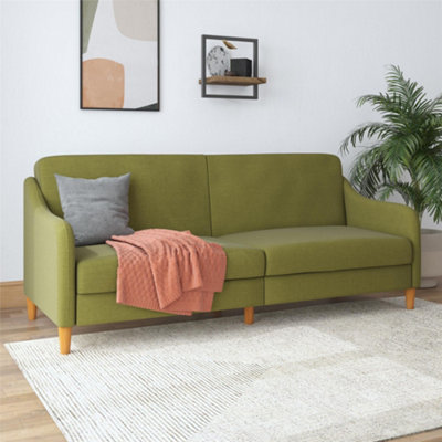 B&Q -  Home Jasper Coil 3-Seater Sofa Bed In Green Fabric