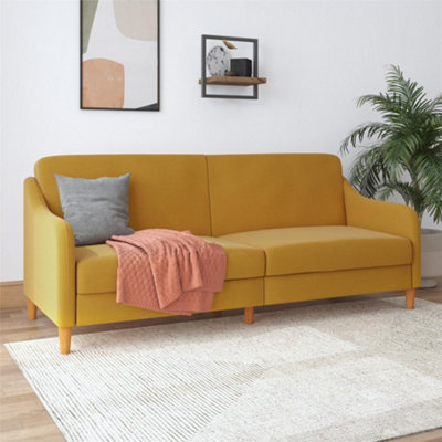 B&Q -  Home Jasper Coil 3-Seater Sofa Bed In Fabric Mustard