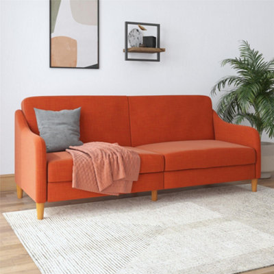 B&Q -  Home Jasper Coil 3-Seater Sofa Bed In Orange Fabric