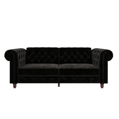 Dorel Felix Chesterfield Sofa Bed In Velvet Black from B&Q