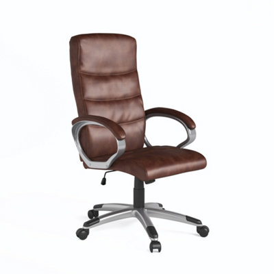 Alphason Hampton Office Chair In Brown Leather from B&Q