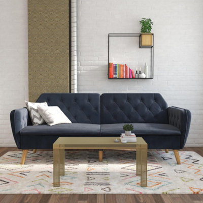 B&Q -  Dorel Home Tallulah Sofa Bed With Memory Foam In Velvet Blue
