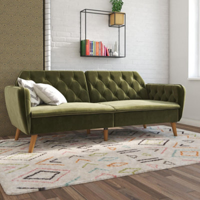 B&Q -  Dorel Home Tallulah Sofa Bed With Memory Foam In Velvet Green